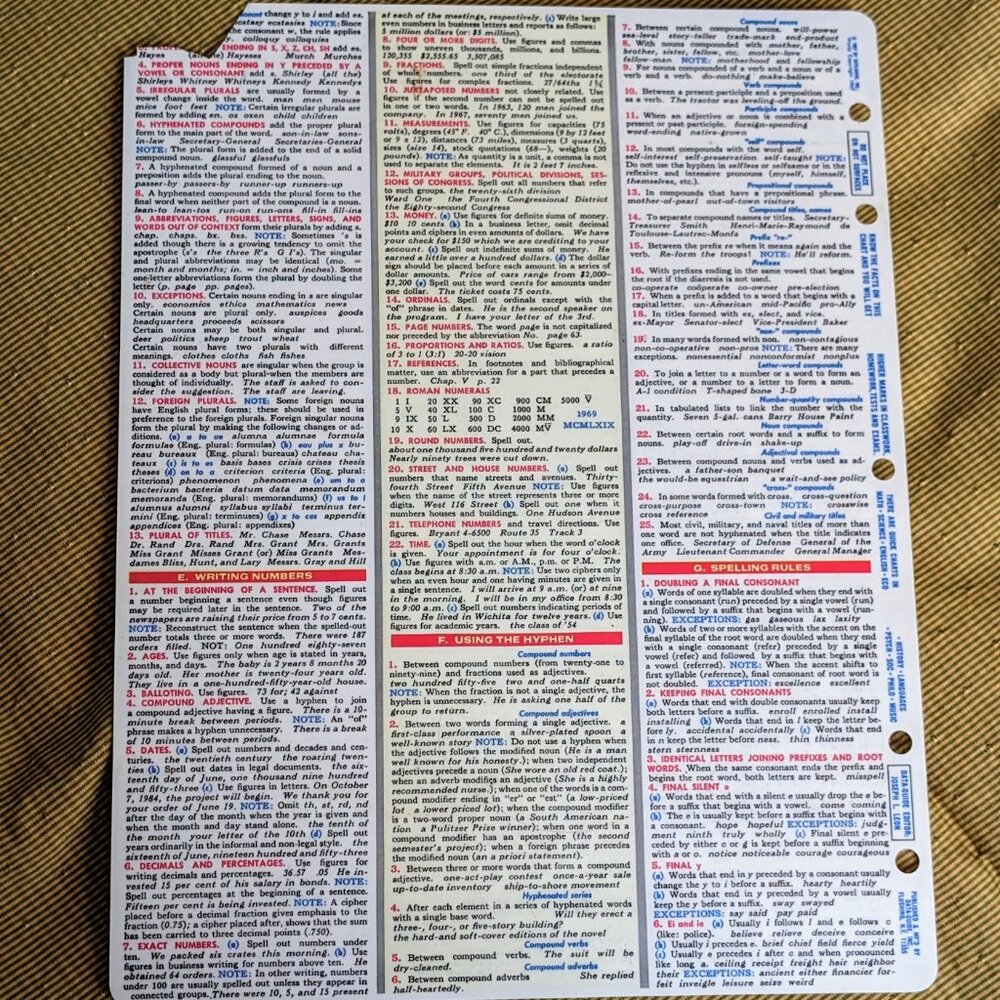 Basic Writing Guide Summary & Instant Reference Data Guide Plastic Quick Chart - Picture 3 of 4